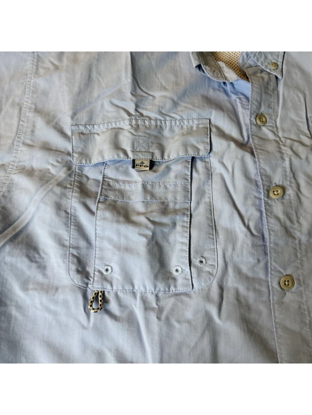 Columbia PFG Men’s Large Blue Omni-Shade Short Sleeve Fishing Shirt Vented